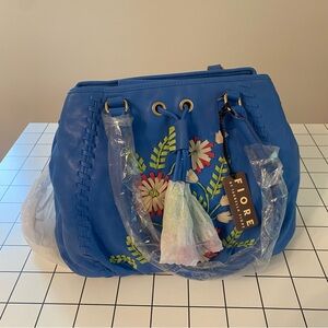 NWT Unopened Isabella Fiore Blue Leather Floral Purse